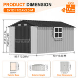 Patioslife YardVault Pro Heavy-Duty Galvanised Steel Garden Shed with Window & Lockable Door, Rust-Resistant Outdoor Tool Shed