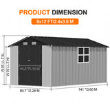 Patioslife YardVault Pro Heavy-Duty Galvanised Steel Garden Shed with Window & Lockable Door, Rust-Resistant Outdoor Tool Shed