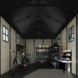 Premium Garden Shed with Floor Patioslife Kick-it ProLock™ Tool-Free Snap-Lock Resin – Weatherproof Outdoor Storage Shed with Floor, UV Resistant, Lockable Backyard Tool Shed for Tools, Bikes & Lawn Mower