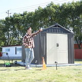 Premium Garden Shed with Floor Patioslife Kick-it ProLock™ Tool-Free Snap-Lock Resin – Weatherproof Outdoor Storage Shed with Floor, UV Resistant, Lockable Backyard Tool Shed for Tools, Bikes & Lawn Mower