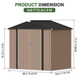 Patioslife Metal Garden Shed – Galvanised Steel Outdoor Storage Shed, All-Weather Backyard Storage Unit