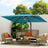 3x4m Cantilever Outdoor Patio Umbrella with Led Lights and Cover  for Backyard Garden Pool Outside Deck 