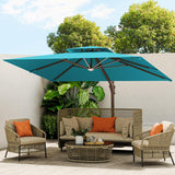 3x4m Cantilever Outdoor Patio Umbrella with Led Lights and Cover  for Backyard Garden Pool Outside Deck 