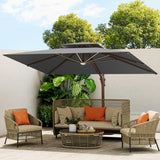 3x4m Cantilever Outdoor Patio Umbrella with Led Lights and Cover  for Backyard Garden Pool Outside Deck 