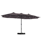 Patioslife Horizon Haven™ 4.6x2.7m Double-Sided Patio Umbrella with LED Lights base and cover