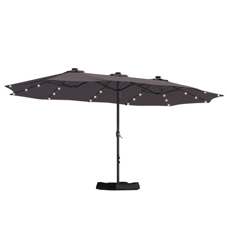 Patioslife Horizon Haven™ 4.6x2.7m Double-Sided Patio Umbrella with LED Lights base and cover
