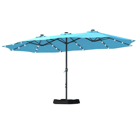 Patioslife Horizon Haven™ 4.6x2.7m Double-Sided Patio Umbrella with LED Lights base and cover