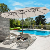Patioslife Horizon Haven™ 4.6x2.7m Double-Sided Patio Umbrella with LED Lights base and cover