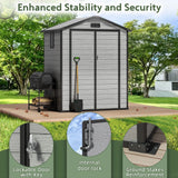 Outdoor Storage Shed with Floor Patioslife YardVault , All-Weather Waterproof Plastic Garden Shed  in Resin with Lock and Window for Backyard, Heavy-Duty Storage Shed for Tools, Bikes & Lawn Equipment