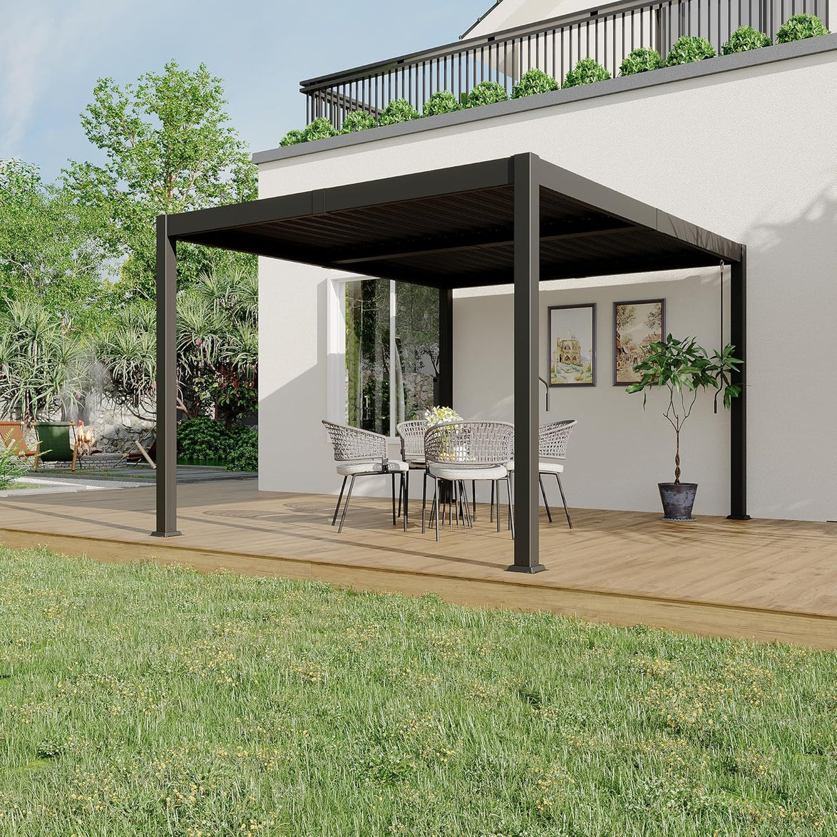 Patioslife Atlantic™ | 3 x 4m Heavy-Duty Aluminium Louvered Pergola, Freestanding Weather-Resistant Shelter for Backyard & Poolside