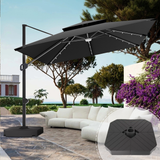 Patioslife Aegis Pro Cantilever Umbrella,LED Lights, Reinforced & Powder-Coated Aluminium Ribs and Pole,Garden & Patio