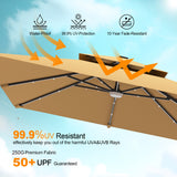 Patioslife Aegis Pro Cantilever Umbrella with LED Lights, Reinforced & Powder-Coated Aluminium Ribs and Pole — Perfect for Garden & Patio