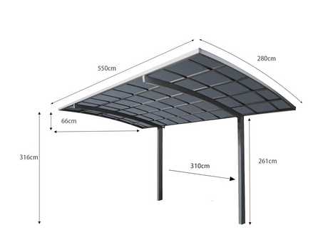 Patioslife | Single Carport 5.5m – All-Weather Aluminium Shelter for Cars, Driveways & Outdoor Spaces