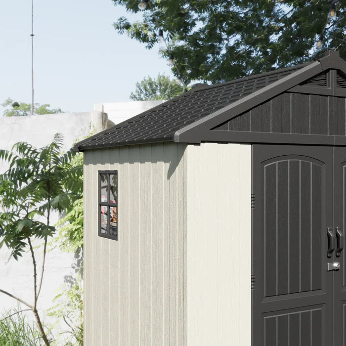 Premium Garden Shed with Floor Patioslife Kick-it ProLock™ Tool-Free Snap-Lock Resin – Weatherproof Outdoor Storage Shed with Floor, UV Resistant, Lockable Backyard Tool Shed for Tools, Bikes & Lawn Mower