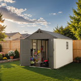 Premium Garden Shed with Floor Patioslife Kick-it ProLock™ Tool-Free Snap-Lock Resin – Weatherproof Outdoor Storage Shed with Floor, UV Resistant, Lockable Backyard Tool Shed for Tools, Bikes & Lawn Mower