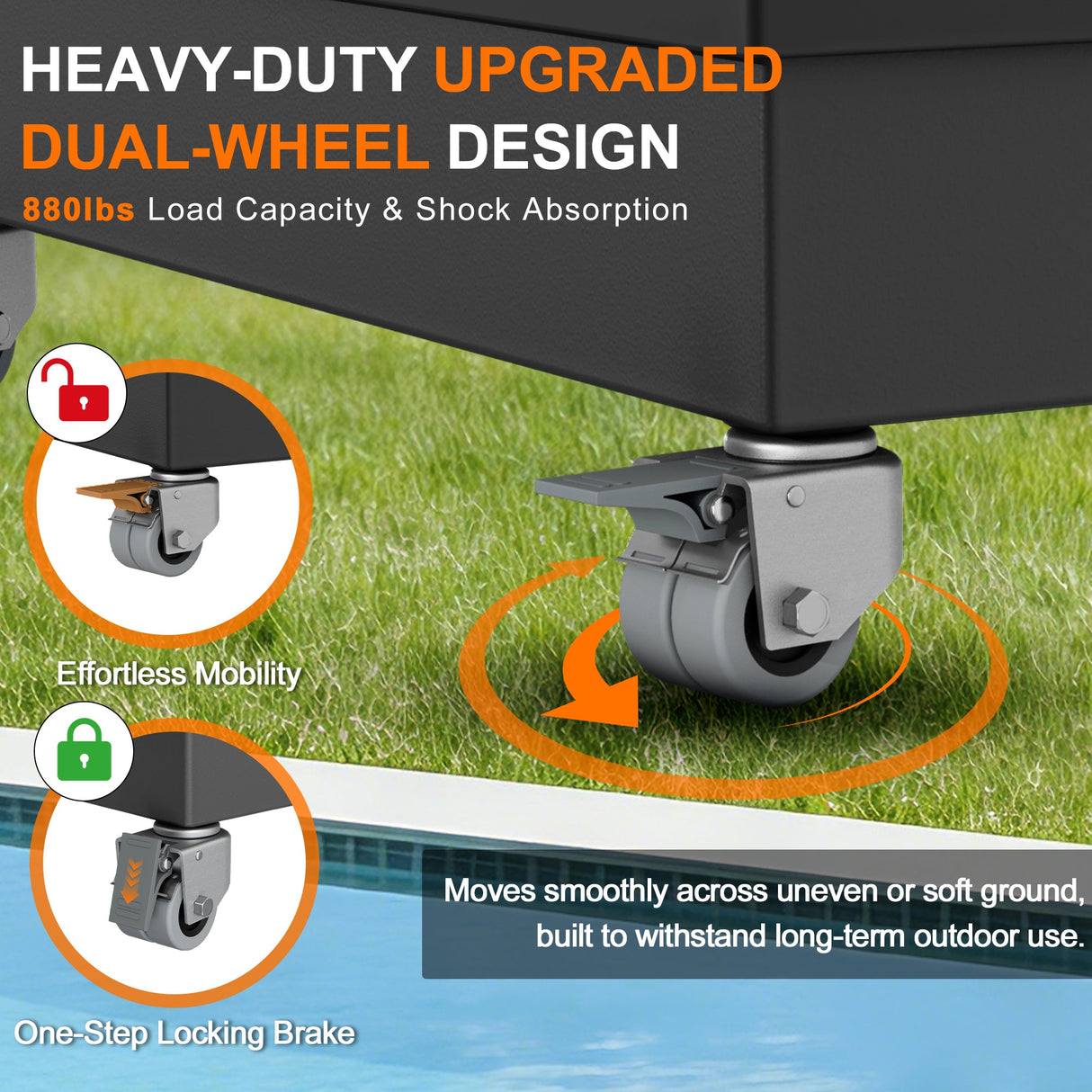 Patioslife Heavy-Duty Cantilever Umbrella Base with Wheels, Up to 400 kg Capacity, Decorative Modular Rolling Stand Compatible with Aegis Series and Most Offset Patio Umbrellas for Patio, Garden and Poolside
