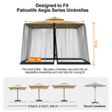 Patioslife Cantilever Umbrella Mosquito Net – Zip-Entry Mesh Screen with Weighted Base, Fits 2.5–4m Umbrellas
