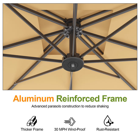 PatiosLife Aegis Pro Cantilever Umbrella heavy-duty powder-coated aluminium rib frame, wind-resistant sturdy structure for 3×3m patio sun umbrella
Definition,rust-resistant