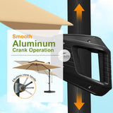 PatiosLife Aegis Pro Cantilever Umbrella smooth hand crank lifting system, easy open-close design for 3×3m no-light outdoor garden parasol
