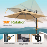 PatiosLife Aegis Pro Cantilever Umbrella, 360° rotatable offset parasol with adjustable tilt, powder-coated aluminium pole for outdoor garden patio use
