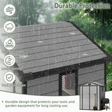 Patioslife 1.3×1.9m Resin Garden Storage Shed Grey Wood Grain Rainproof Windproof Outdoor Backyard Equipment Storage
