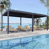 Patioslife 3×6m Black Aluminum Louvered Pergola Lakeside Pool Deck Outdoor Lounge Canopy

