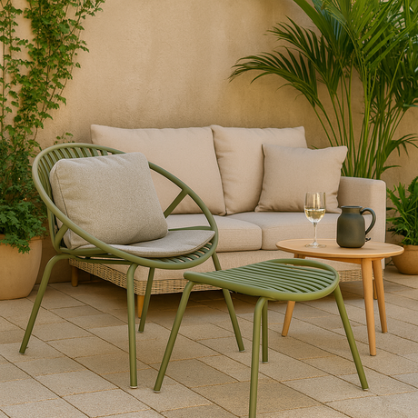Patioslife Ample™ | Durable & Stylish Outdoor Armchair with Footrest – Ergonomic Comfort & Weather-Resistant for Patios, Balconies, Decks, Gardens, Poolside & Alfresco Spaces