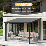 Patioslife Black All Iron Wall Fixed Hardtop Gazebo Pool Patio Outdoor Leisure Shade
