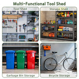 Patioslife 1.3×1.9m Multi-use Resin Garden Storage Shed Grey Wood Grain Backyard Bike Bin Garden Tools Storage
