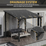 Patioslife Black Hardtop Gazebo with Eave Drainage System Rainy Backyard Patio Shelter
