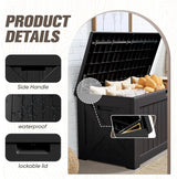 Patioslife Multi-size Resin Deck Box Black Wood Grain Detail Display Backyard Outdoor Storage
