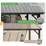 Patioslife Black All Iron Hardtop Gazebo vs PC Awning Backyard Patio Sun Protection Display
