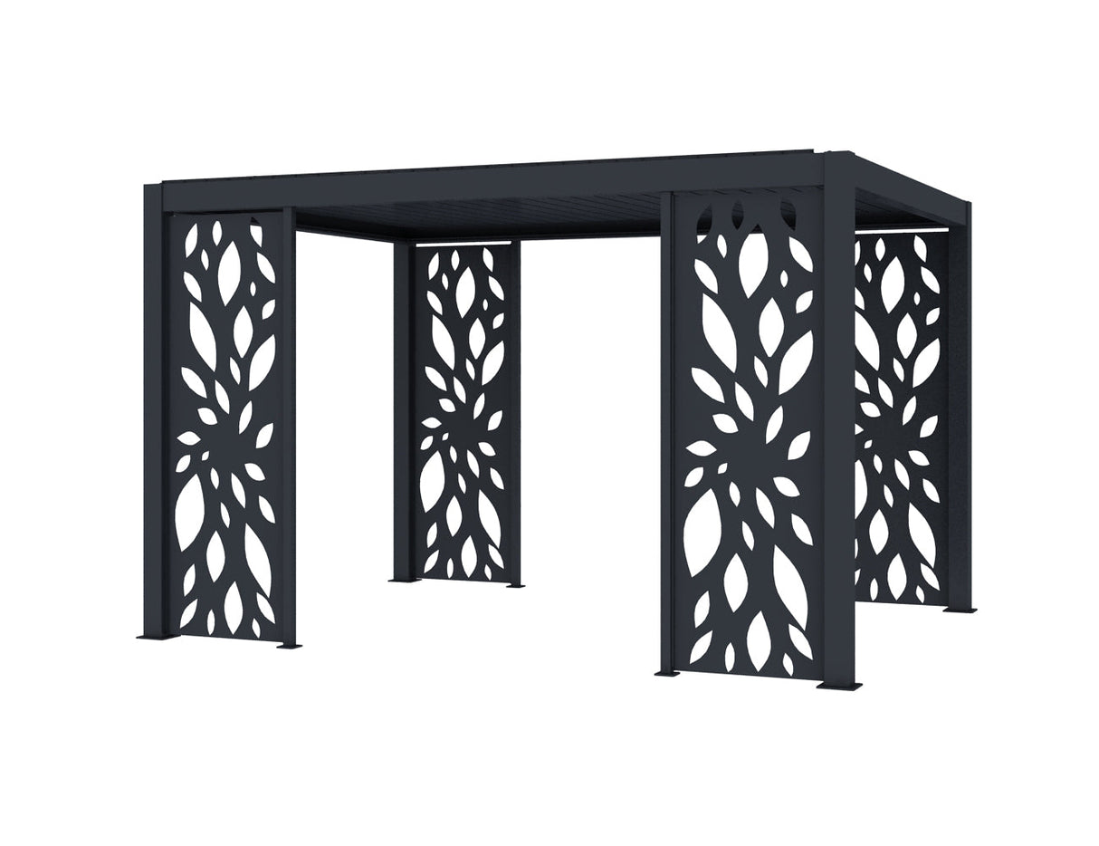 Patioslife Atlantic™ | Freestanding Pergola with Patterned Privacy Panel – Stylish Aluminium Shelter for Garden, Patio & Outdoor Entertaining 0.866