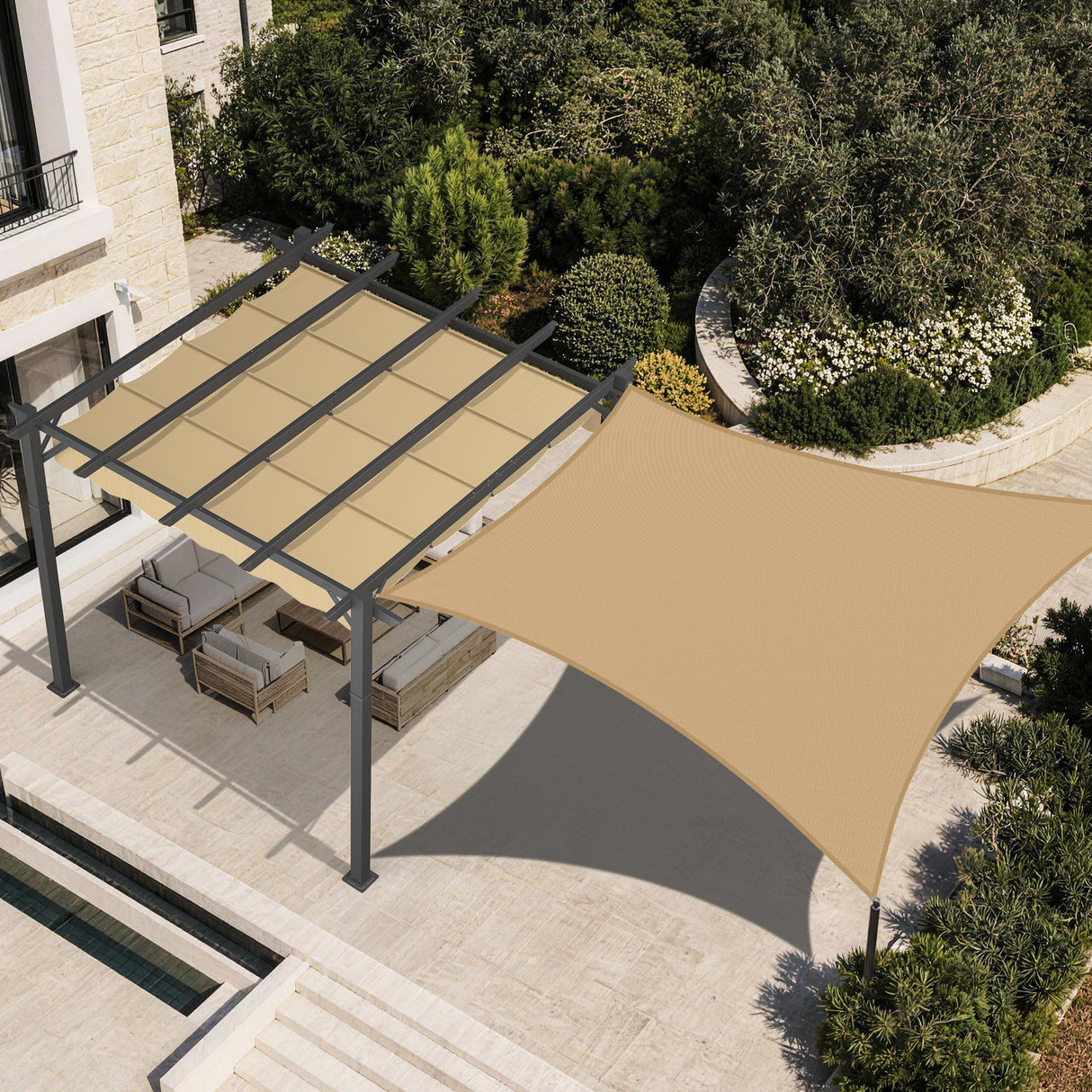 Patioslife Shade Sail – UV Protection, Reinforced Edges & Durable D-Rings for Patio, Garden, Deck & Pool