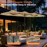 Patioslife Aegis Premium Motorized Double-Sided Patio Umbrella | Remote Control,UPF 50+ Canopy , Solar LEDs & Heavy-Duty Windproof Frame