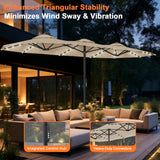 Patioslife Aegis Premium 4.6m Motorized Cantilever Patio Umbrella — Double-Sided, Remote Control, UPF 50+, Solar LED Lights & Windproof Frame