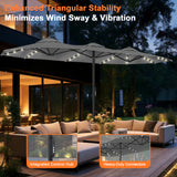 Patioslife Aegis Premium 4.6m Motorized Cantilever Patio Umbrella — Double-Sided, Remote Control, UPF 50+, Solar LED Lights & Windproof Frame