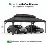 Patioslife Aluminium Carport with Steel Roof – Weatherproof Canopy for Cars, Motorbikes & Campervans