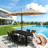 Patioslife Aegis Premium Motorized Double-Sided Patio Umbrella | Remote Control,UPF 50+ Canopy , Solar LEDs & Heavy-Duty Windproof Frame