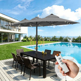 Patioslife Aegis Premium 4.6m Motorized Cantilever Patio Umbrella — Double-Sided, Remote Control, UPF 50+, Solar LED Lights & Windproof Frame