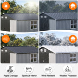 Patioslife YardVault Pro Heavy-Duty Galvanised Steel Garden Shed with Window & Lockable Door, Rust-Resistant Outdoor Tool Shed
