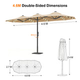 Patioslife Aegis Premium Motorized Double-Sided Patio Umbrella | Remote Control,UPF 50+ Canopy , Solar LEDs & Heavy-Duty Windproof Frame