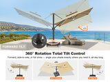 Patioslife Aegis Signature Rotating Cantilever Patio Umbrella with Adjustable Tilt | Large Outdoor Shade Umbrella for Garden, Deck & Poolside,  Includes Free Premium Cover
