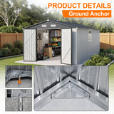 Patioslife YardVault Pro Heavy-Duty Galvanised Steel Garden Shed with Window & Lockable Door, Rust-Resistant Outdoor Tool Shed