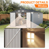 Patioslife YardVault Pro Heavy-Duty Galvanised Steel Garden Shed with Window & Lockable Door, Rust-Resistant Outdoor Tool Shed