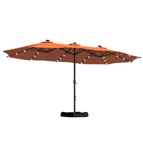 Patioslife Horizon Haven™ 4.6x2.7m Double-Sided Patio Umbrella with LED Lights base and cover