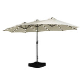 Patioslife Horizon Haven™ 4.6x2.7m Double-Sided Patio Umbrella with LED Lights base and cover