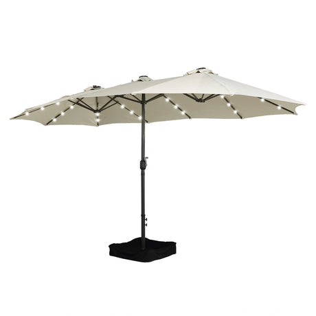 Patioslife Horizon Haven™ 4.6x2.7m Double-Sided Patio Umbrella with LED Lights base and cover