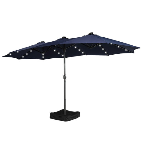 Patioslife Horizon Haven™ 4.6x2.7m Double-Sided Patio Umbrella with LED Lights base and cover