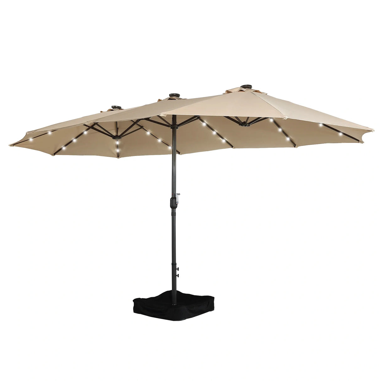 Patioslife Horizon Haven™ 4.6x2.7m Double-Sided Patio Umbrella with LED Lights base and cover